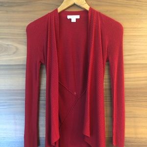 Red cardigan